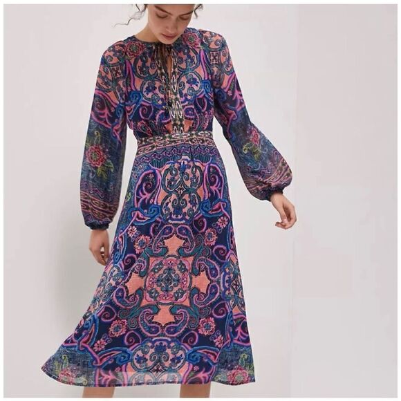Anthropologie By Anthropologie Sydney Multi Color Midi Dress - Picture 3 of 16